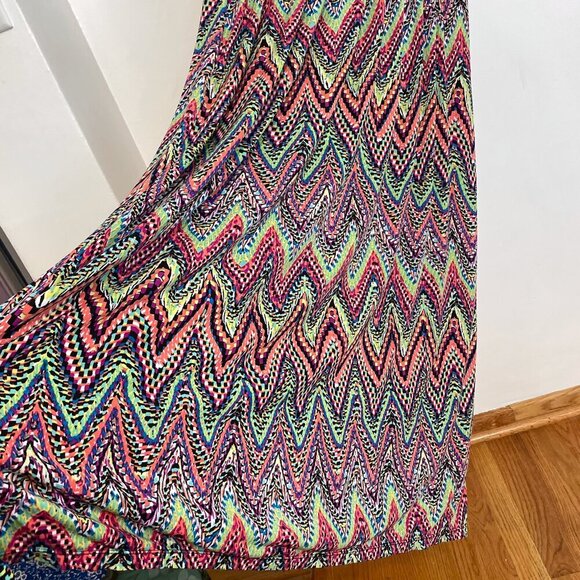NY COLLECTION Plus Size Multicolor Sleeveless Maxi Dress Rainbow Chevron Stripe - Picture 10 of 15
